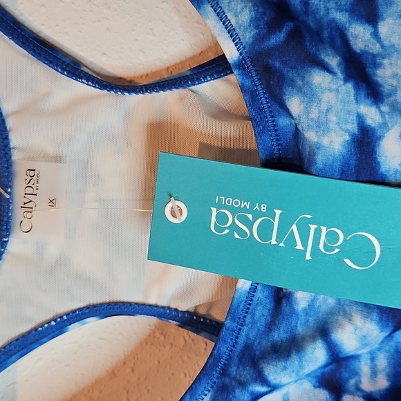Calypsa - Women's Tie Dye Plus Size Racerback Swim Bra Sz. 1X NWT - Picture 7 of 10